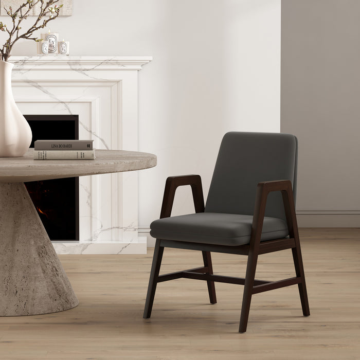 Stella Modern Wood Velvet Armchair in Graphite