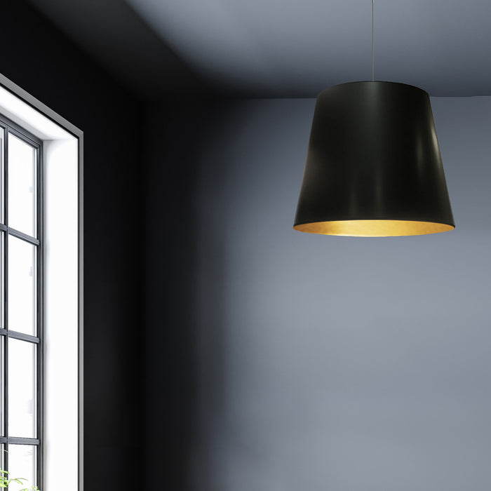 Dainolite Oversized Drum 1 Light Pendant Medium Black/Gold Shade Lamp