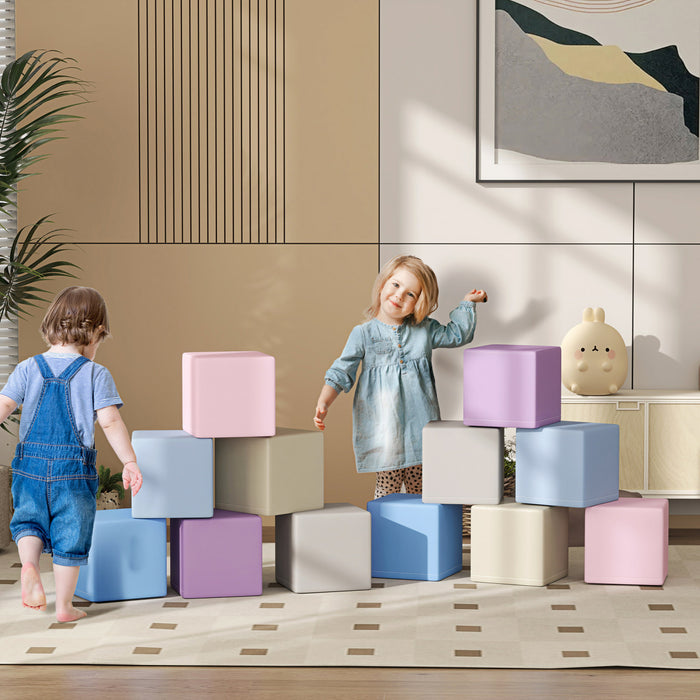 Soozier 12 Piece Foam Blocks, Soft Play Equipment For Kids, Climbing Toys For Toddlers, Safe Play Structures For Preschooler Baby Learning Development, Macaron Colour