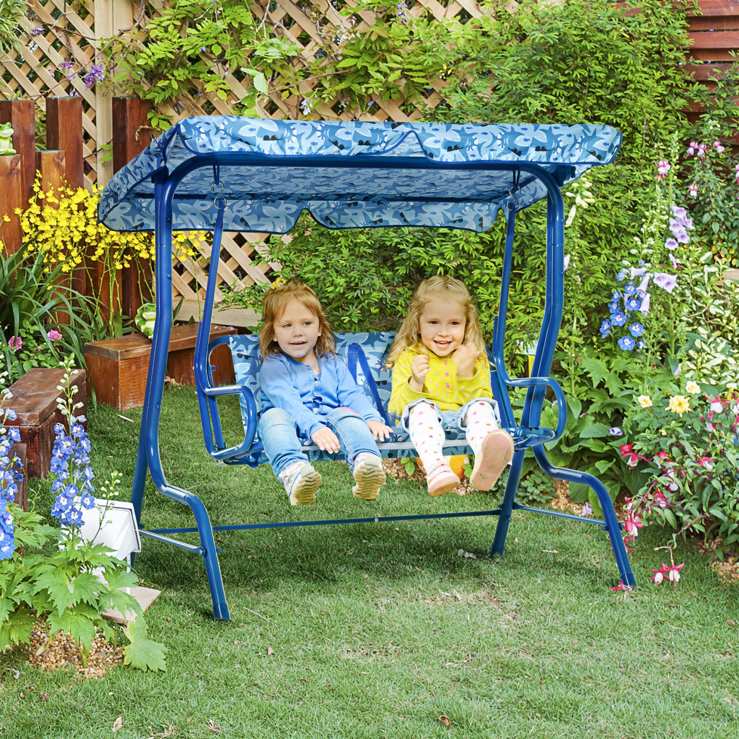 Outsunny 2 seat Kids Porch Swing Chair Children Outdoor Patio Furn. The Brick