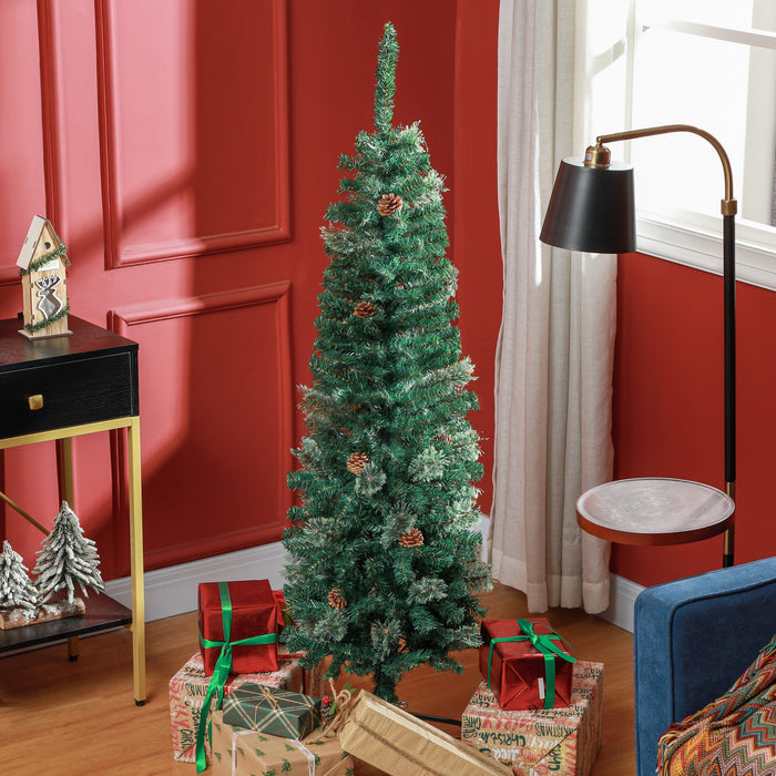 Homcom Artificial Pencil Christmas Tree With Pine Needles And Pine Cones