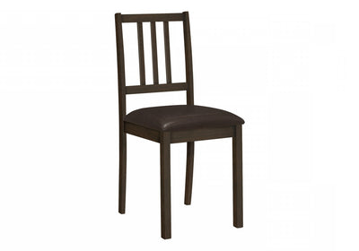 Dining Chair Set of 2 Kitchen Dining Room Brown Leather-Look Brown Wood Legs Transitional|Ensemble de 2 chaises de salle à manger de style transitionnel avec apparence cuir brun et pattes en bois brun pour la cuisine et la salle à manger