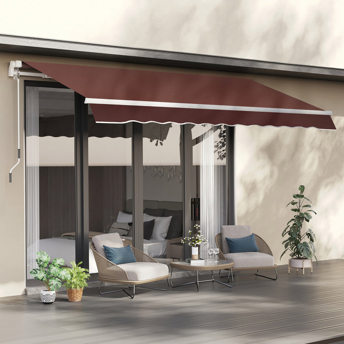 Outsunny 12' X 8' Retractable Awning Patio Awnings Sunshade Shelter Coffee