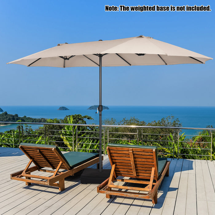 Costway 15FT Patio Double-Sided Umbrella Crank Outdoor Garden Market Sun Shade Beige