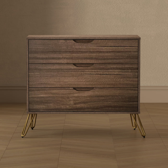 Avira Mid-Century Modern 35\" Dresser in Brown (3-Drawer)