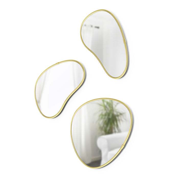 Umbra Hubba Brass Pebble Mirrors - Set of 3