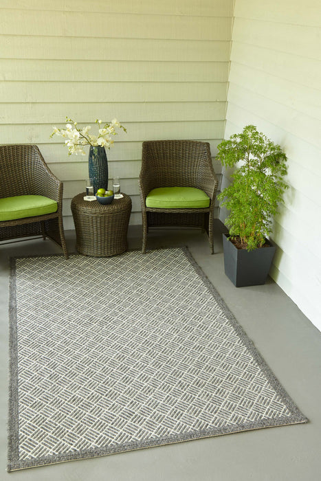 Eve Contemporary 6'7\" x 9'6\" Area Rug in Grey Indoor Area Rug