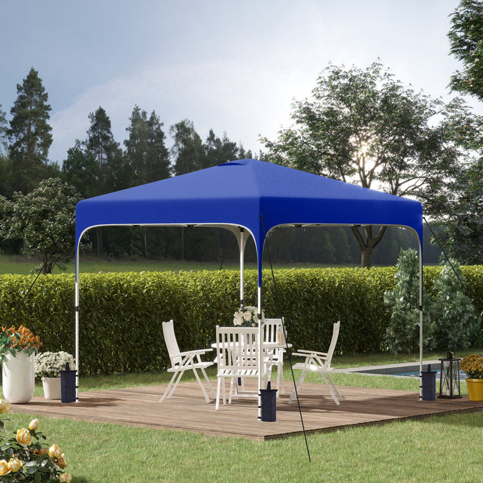 Outsunny 10' X 10' Pop Up Canopy Tent, Instant Sun Shelter, Tents For Parties, Height Adjustable, With Wheeled Carry Bag And 4 Sand Bags, For Outdoor, Garden, Patio, Royal Blue