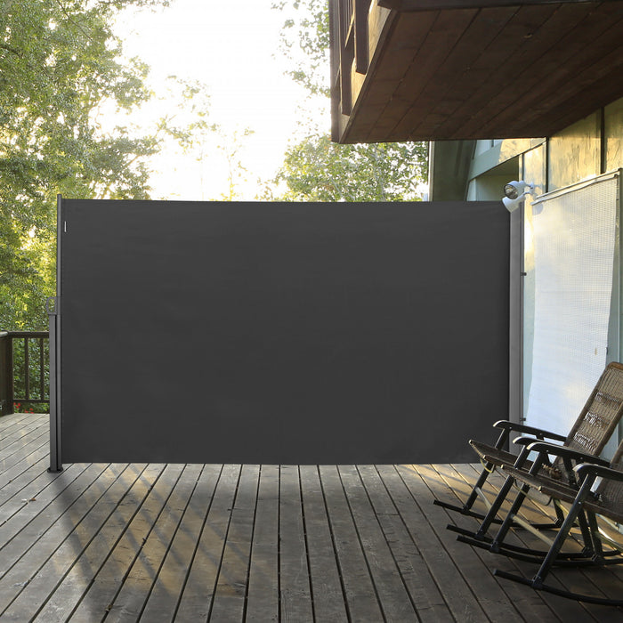 Outsunny 118\" X 71\" Retractable Side Awning Folding Privacy Screen Grey