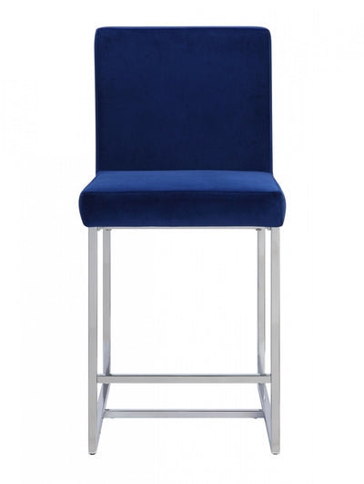 Luxembourg Counter Height Chair, Blue & Chrome (set of 2) | Chaise d'hauteur comptoir Luxembourg, bleu et chrome (ensemble de 2)