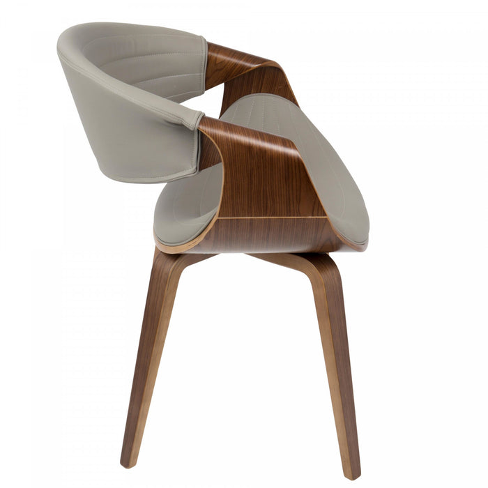 LumiSource Symphony Faux Leather Mid-Century Modern Dining Accent Chair - Walnut/Grey