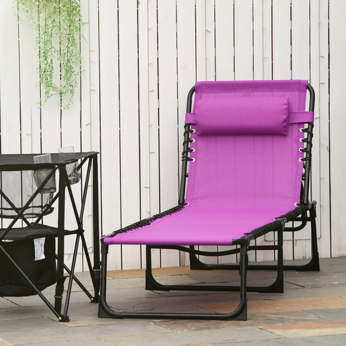 Outsunny Outdoor Folding Lounge Chair For Camping, Hiking, Purple
