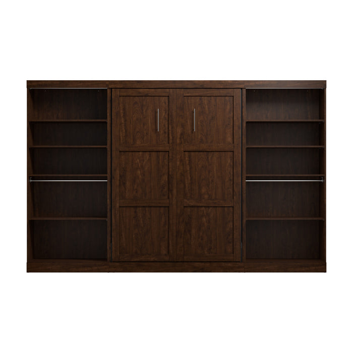Bestar Pur Full Murphy Bed with Two Shelving Units (131 W) - Chocolate