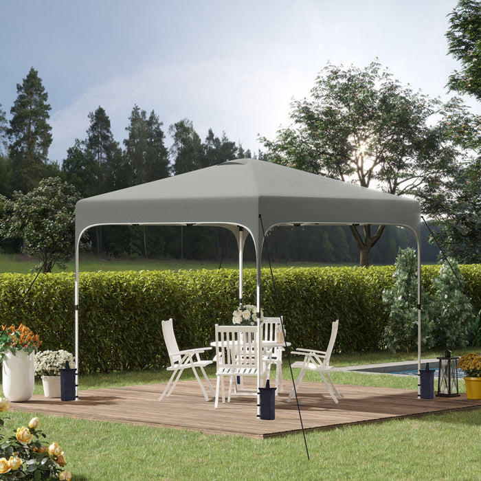 Outsunny 10' X 10' Pop Up Canopy Tent With Sand Bags, Upf 50+ Instant Sun Shelter, Tents For Parties, Height Adjustable, With Wheeled Carry Bag, For Outdoor, Garden, Patio, Grey