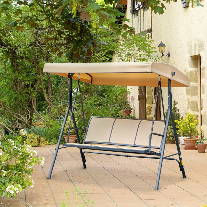 Outsunny 3-seater Swing Chair Covered, Beige