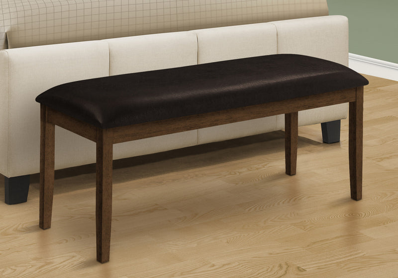 Bench Rectangular Dining Room Entryway Hallway Kitchen Brown Solid Wood Brown Leather-Look