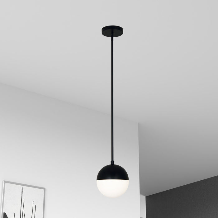 Dainolite Dayana 1 Light Pendant Matte Black Finish White Glass Lamp
