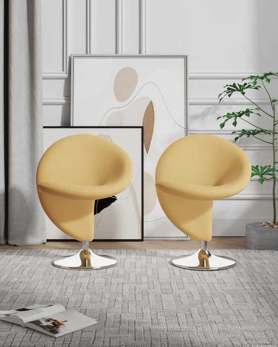Curl Modern Wool Blend Swivel Lounge Chair in Yellow - Set of 2