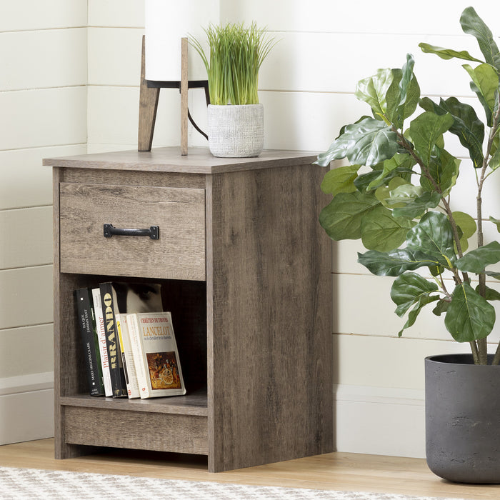 Tassio 1-drawer Nightstand With Open Storage Space - Weathered Oak 