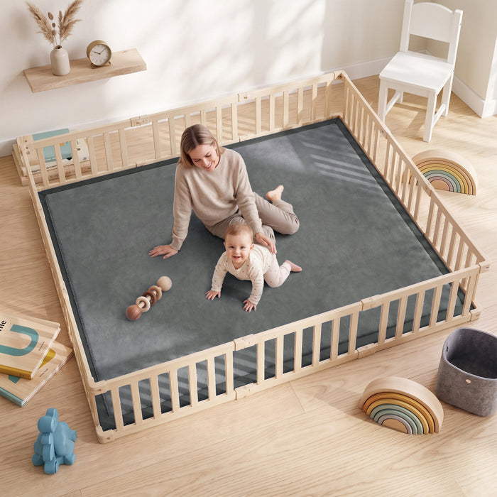 Qaba Baby Play Mat for Floor, 1.2\" Thick, 71\" x 59\" Extra Large Tummy Time Mat, Water-Resistant, Non-Slip Backing Safe for Crawling Playing, Dark Grey