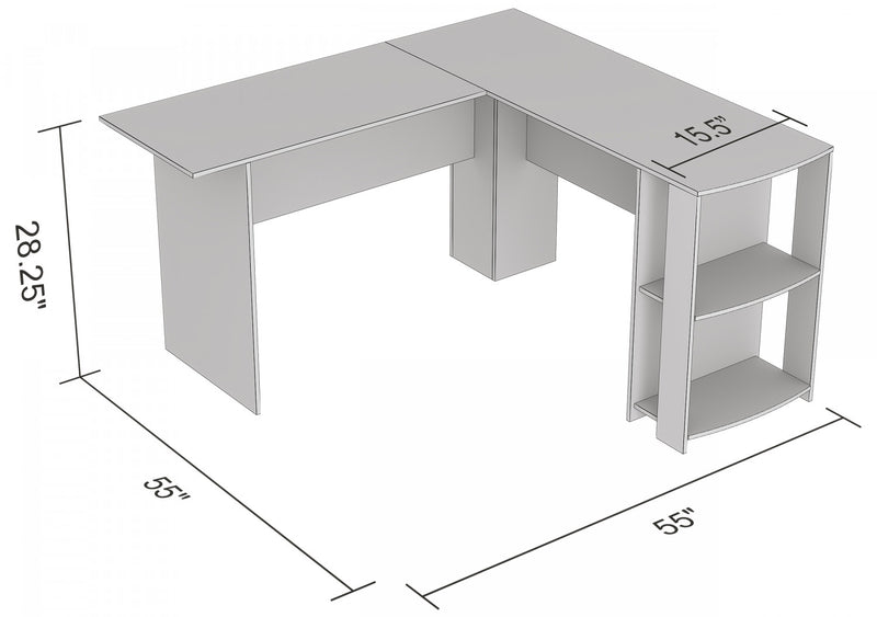 55” Computer Desk With Storage And 2 Shelves - Dark Grey