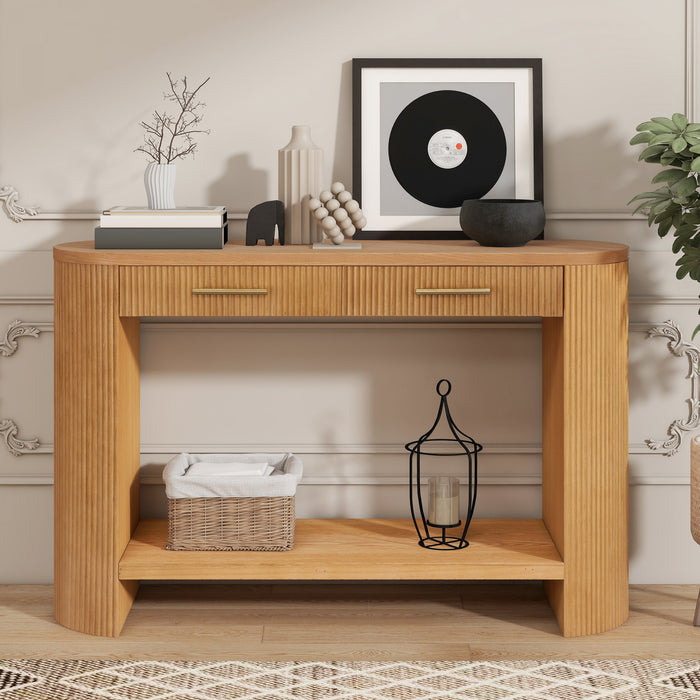 Olivia 47.25“ Modern Sofa Table with Storage and Drawer - Brown