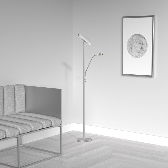 Dainolite Mother And Son LED Floor Lamp Satin Nickel Finish