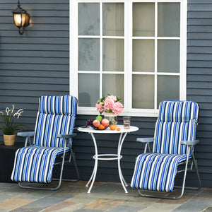 Outsunny Set Of 2 Garden Sun Lounger, Outdoor Recliner, Grey And Blue