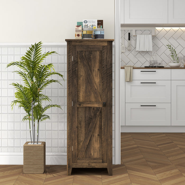 HOMCOM 48\" Kitchen Pantry, Storage Cabinet with Barn Door, Brown