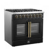Forno Galiano 36" French Door Dual Fuel Range, Black, 5.36 cu. ft. - FFSGS6356-36BLK | Cuisiniere a double combustible Galiano de 36 po, noire, 5.36 pi³ - FFSGS6356-36BLK