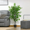 HOMCOM 4.5ft Ficus Artificial Tree with Realistic Leaves for Indoor