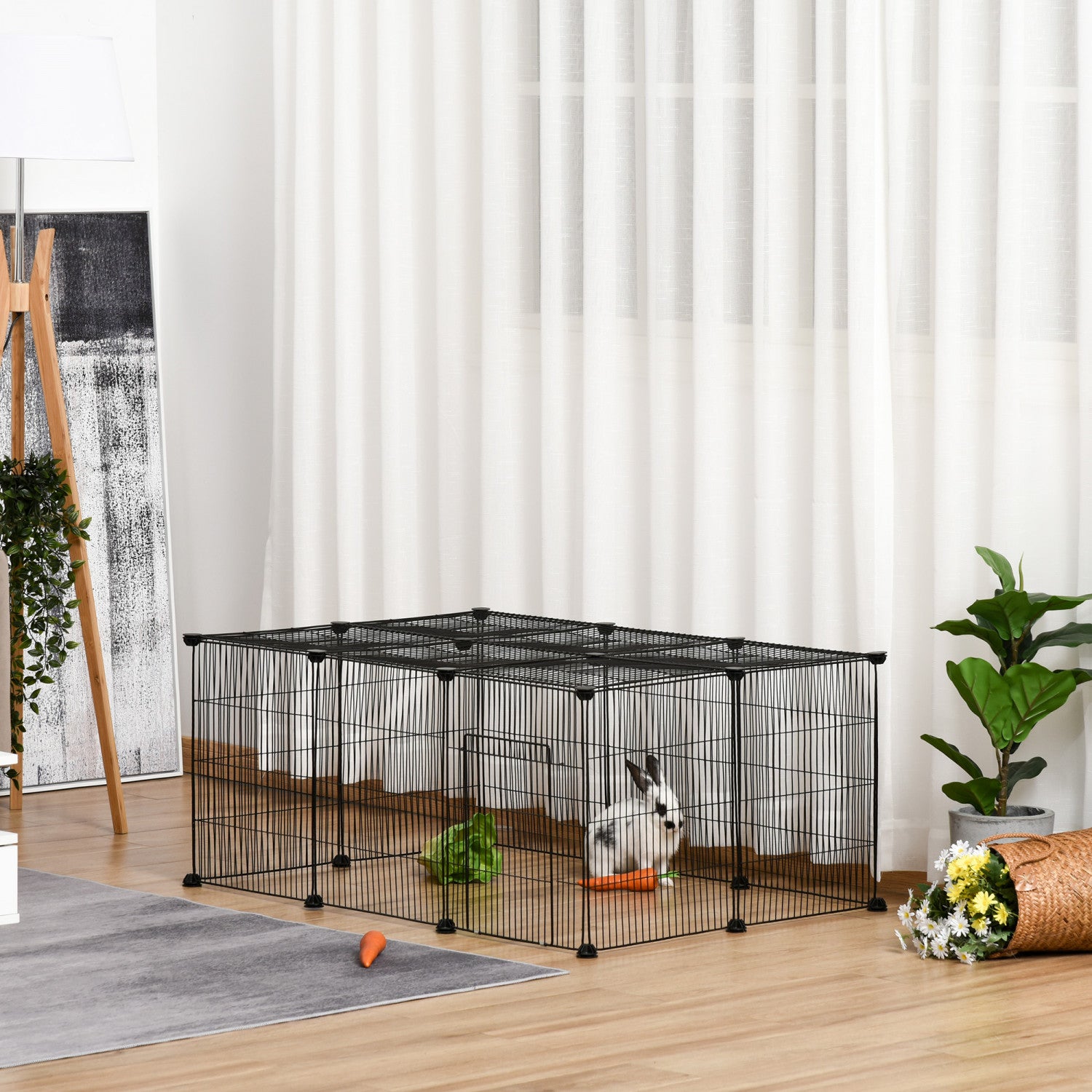 Pawhut 16 Panels Small Animal Cage Portable Pet Playpen Bunny Cag. The Brick