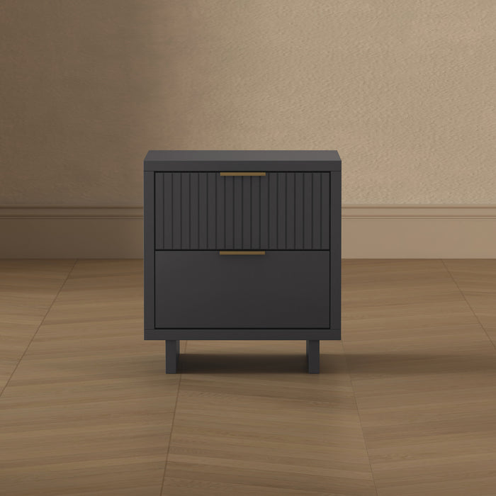 Elara Contemporary 18\" Solid Wood Nightstand in Charcoal Gray (2-Drawer)