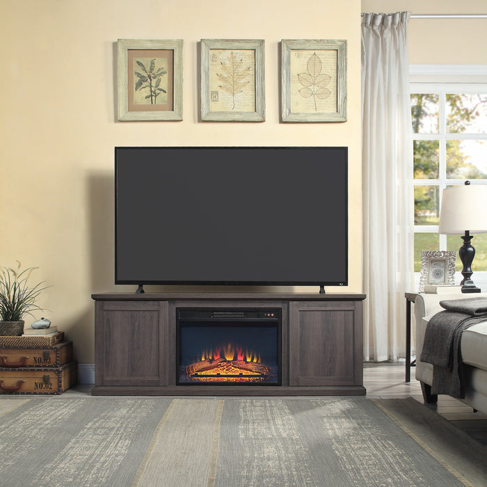 Franklin Modern Farmhouse 2-Piece Electric Fireplace in Black and Brown