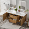 Ethan 59.3-Inch Double Sink Bathroom Vanity with Soft-Close Storage,Wood | Ethan meuble de salle de bain double vasque 59,3 pouces avec rangement a fermeture douce, bois