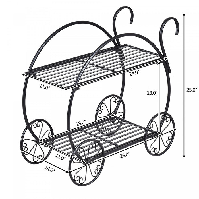 Costway Heavy Duty Metal Flower Cart Pot Rack Plant Display Stand Holder Decor