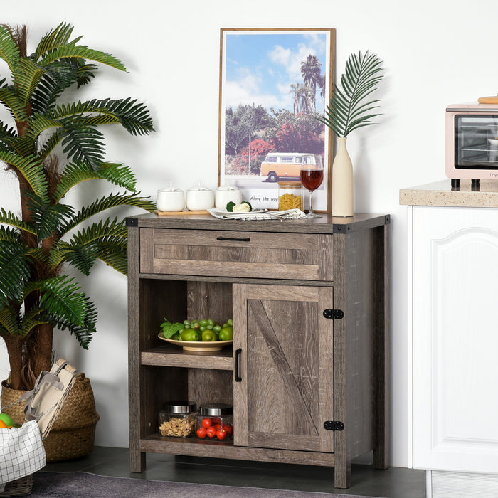 HOMCOM Rustic Barn Door Storage Cabinet Modern Farmhouse Buffet Sideboard