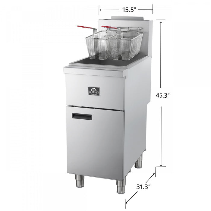 FORNO Commerciale Natural Gas Deep Fryer, 4 Burners 120,000 BTU, 50 lbs Oil Capacity - FCMGF0023