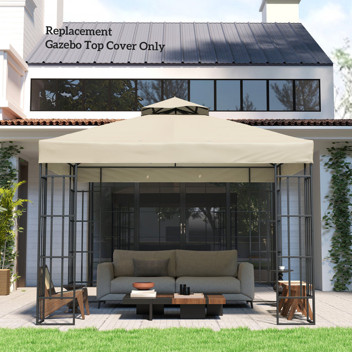 10' X 10' Double Tier Gazebo Replacement Canopy Cover, Upf30+, Cream White