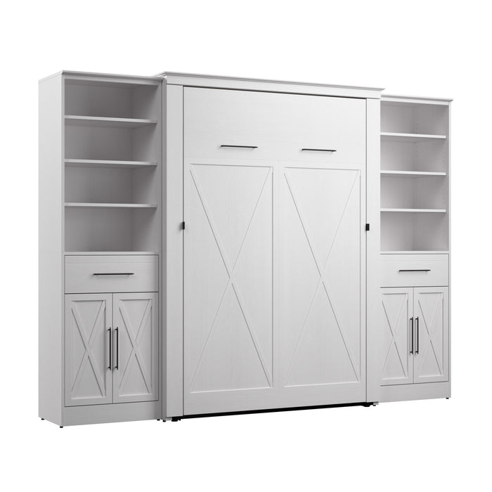 Bestar Key West Full Murphy Bed & Closet Organizers with Doors & Drawers (113 W) - Pure White Oak