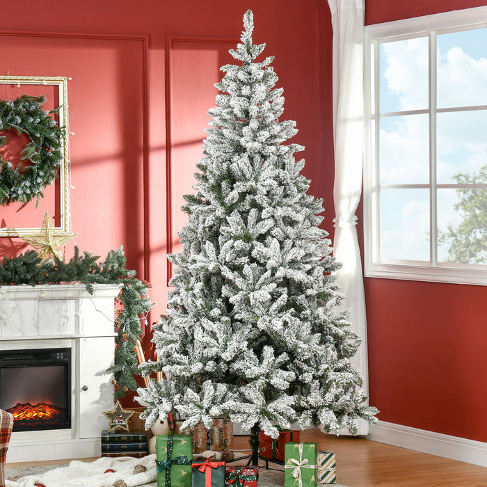 Homcom Snow Flocked Artificial Christmas Tree With Realistic Branches Tips
