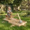 Qaba Wooden Sandbox with Digger Excavator Toy, Outdoor Kids Sandbox with 360° Rotating Seat, Sand Pit Kids Playset with Bottom Liner for Ages 3-6, 72" x 35" x 22"