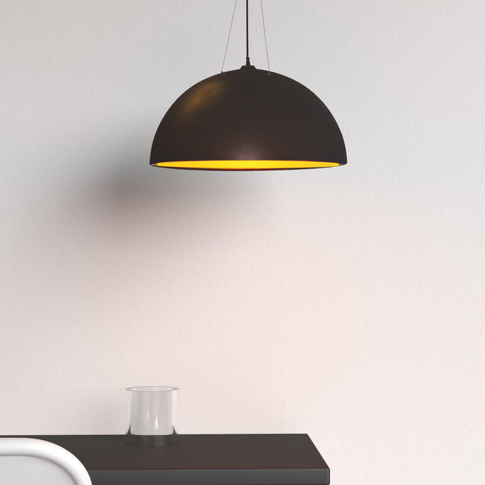 Dainolite Dome 3 Bulb Pendant Black/Gold Finish Lamp