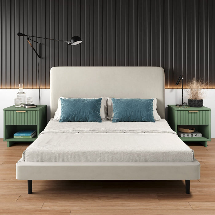 Granville Modern 18\" Nightstand in Sage Green (1-Drawer) - Set of 2