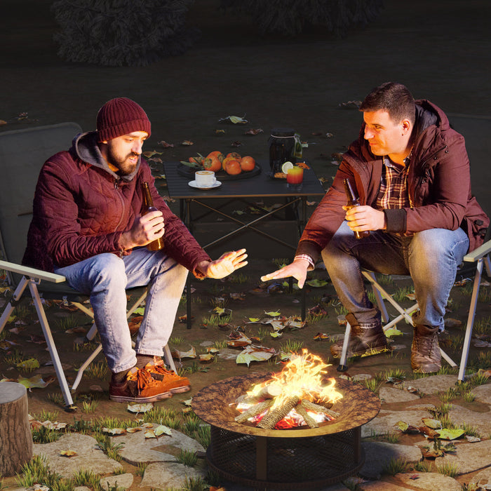 Outsunny Folding Camping Chairs 2 Pack Outdoor Padded Recliner W/carry Bag