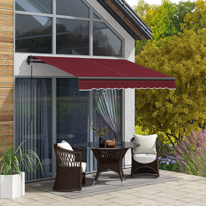 Outsunny 8' X 6.5' Patio Retractable Awning Sunshade Shelter, Wine Red