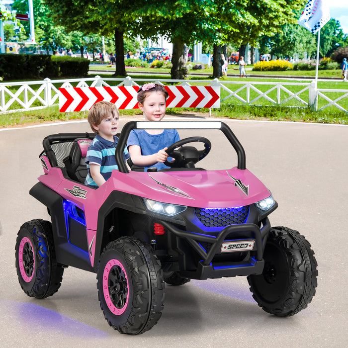 Costway 12v 2-seater Kids Ride On UTV RC Electric Vehicle Suspension W/ Lights & Music