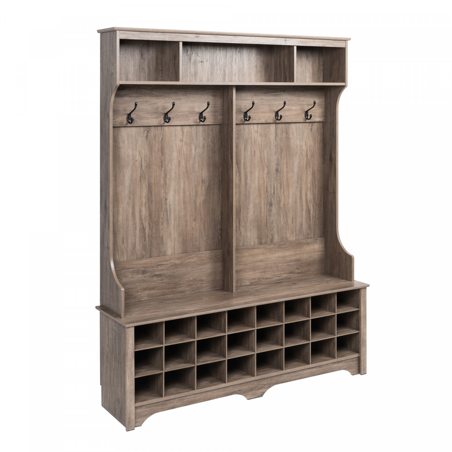Hall Tree With 24 Shoe Cubbies Drifted Grey The Brick