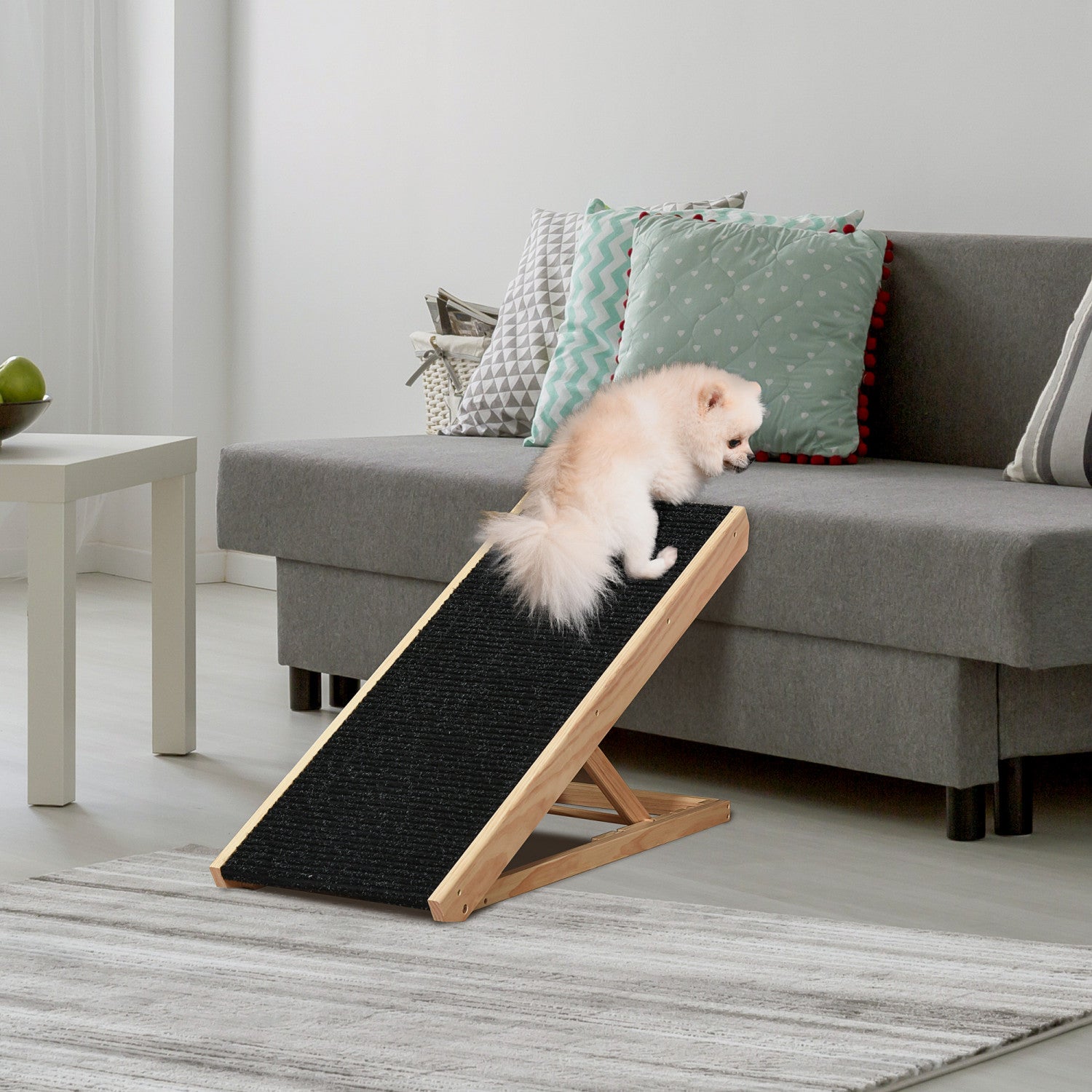 Pawhut Dog Ramp For Bed Couch Foldable Wooden Pet Ramp Height Adju. The Brick