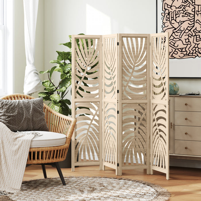 Homcom 4 Panel Room Divider, Detachable Privacy Screens, Natural Wood